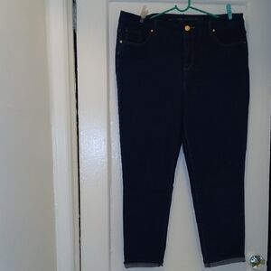 Women's Cropped Stretch Jeans in Dark Blue